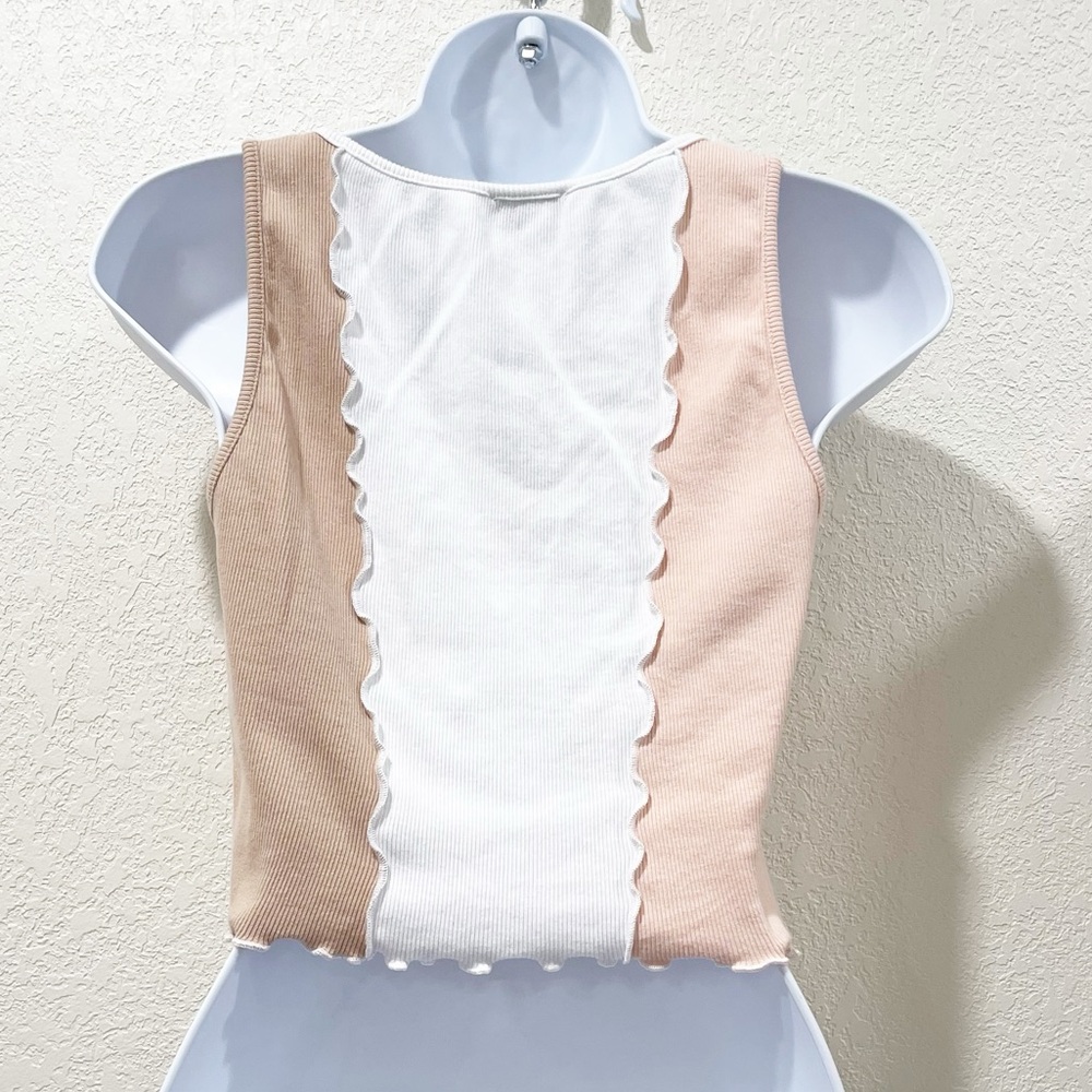 Tally Weijl cropped color block tee sun logo neutral colors | Juniors Sz L - Picture 2 of 5